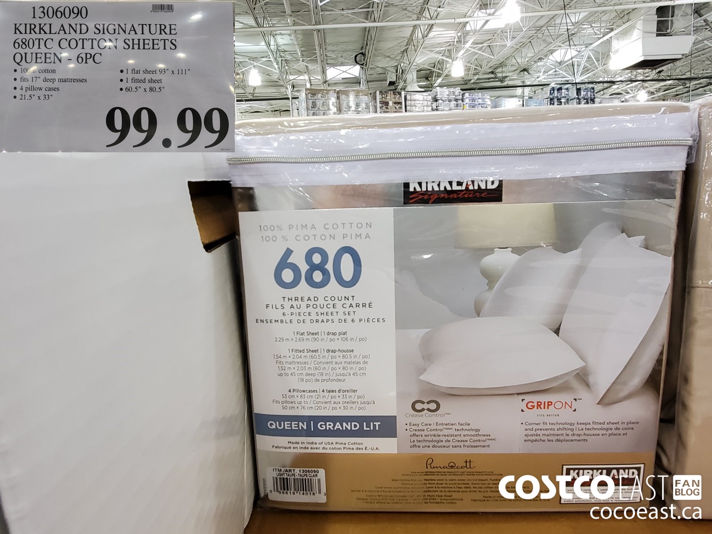 1306090 KIRKLAND SIGNATURE 680TC COTTON SHEETS QUEEN 6PC $99.99