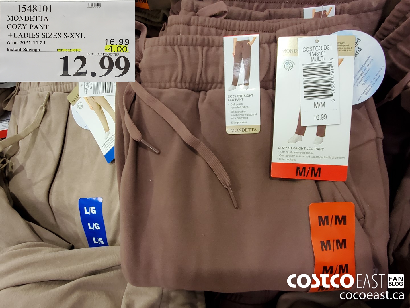 1568101 MONDETTA FULL ZIP TOP LADIES SIZES S XXL Instant Savings 5 00  INSTANT SAVINGS 13 99 - Costco East Fan Blog