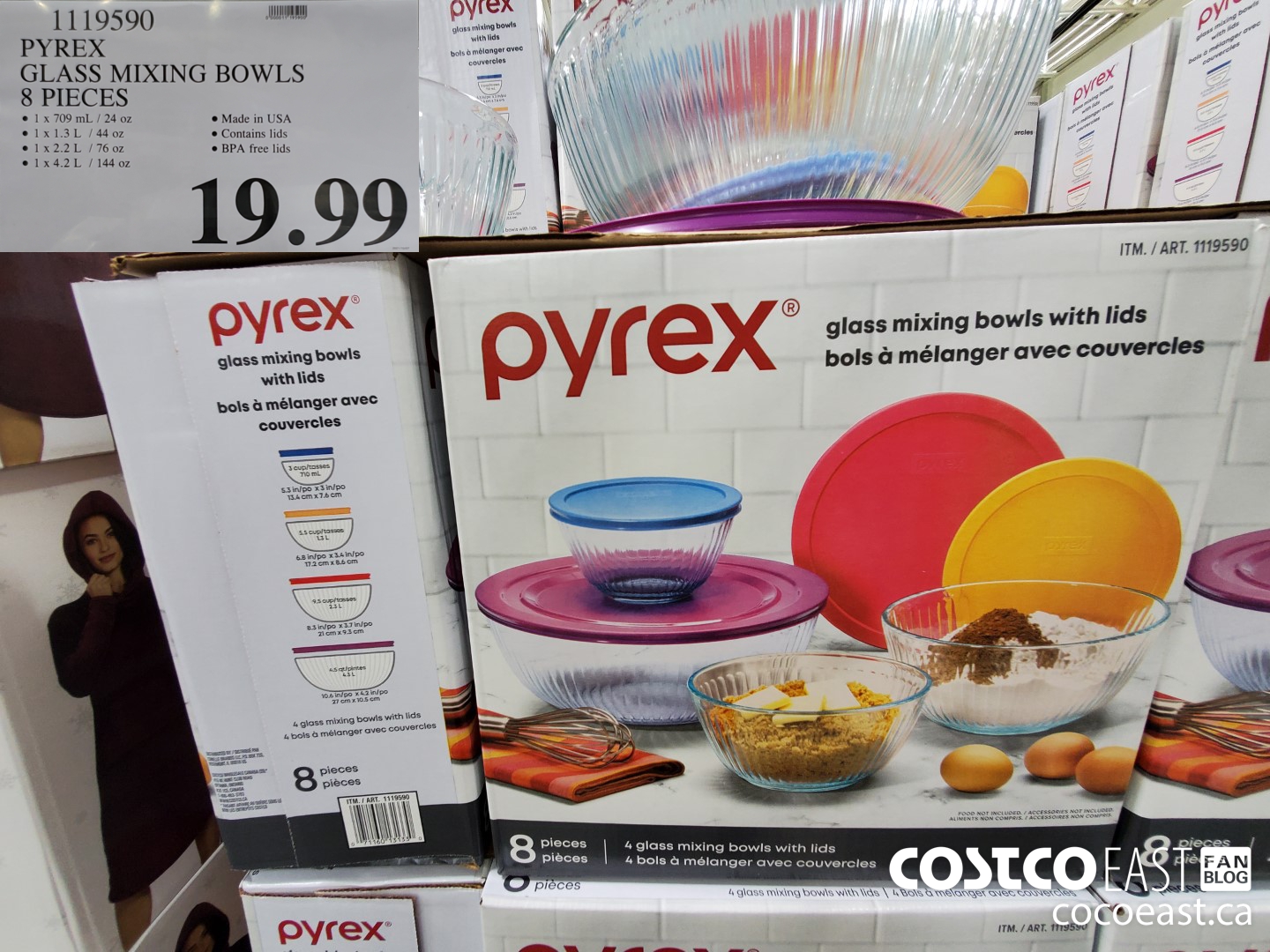 1119590 PYREX GLASS MIXING BOWLS 8 PIECES $19.99