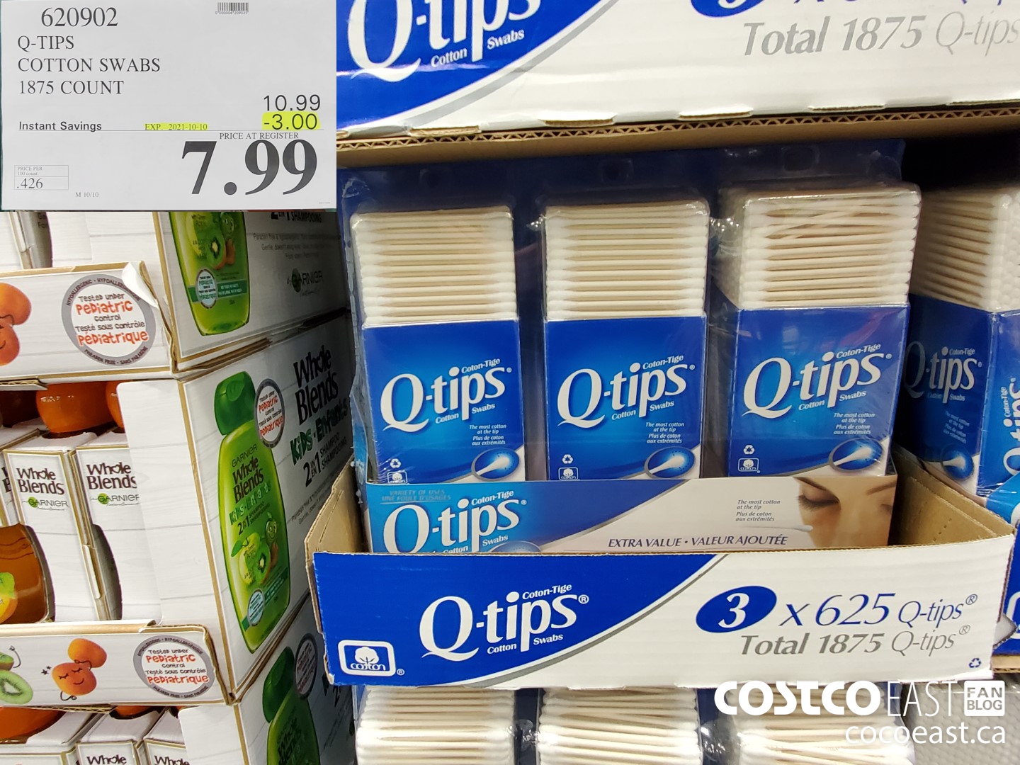 620902 Q-TIPS COTTON SWABS 1875 COUNT ($3.00 INSTANT SAVINGS EXPIRES ON 2021-10-10) $7.99