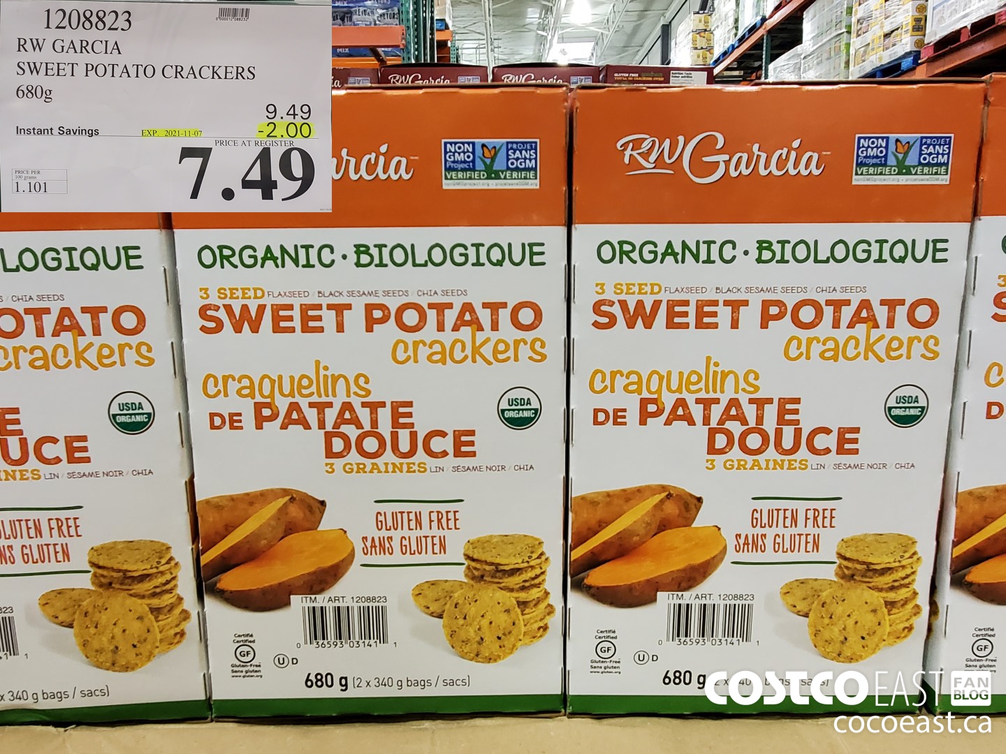 1208823 RW GARCIA ORGANIC SWEET POTATO CRACKERS 680 G ($2.00 INSTANT SAVINGS EXPIRES ON 2021-11-07) $7.49