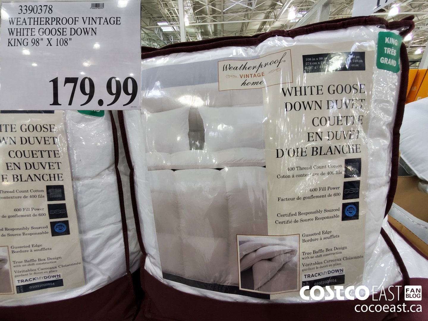 3390378 WEATHERPROOF VINTAGE WHITE GOOSE DOWN KING 98