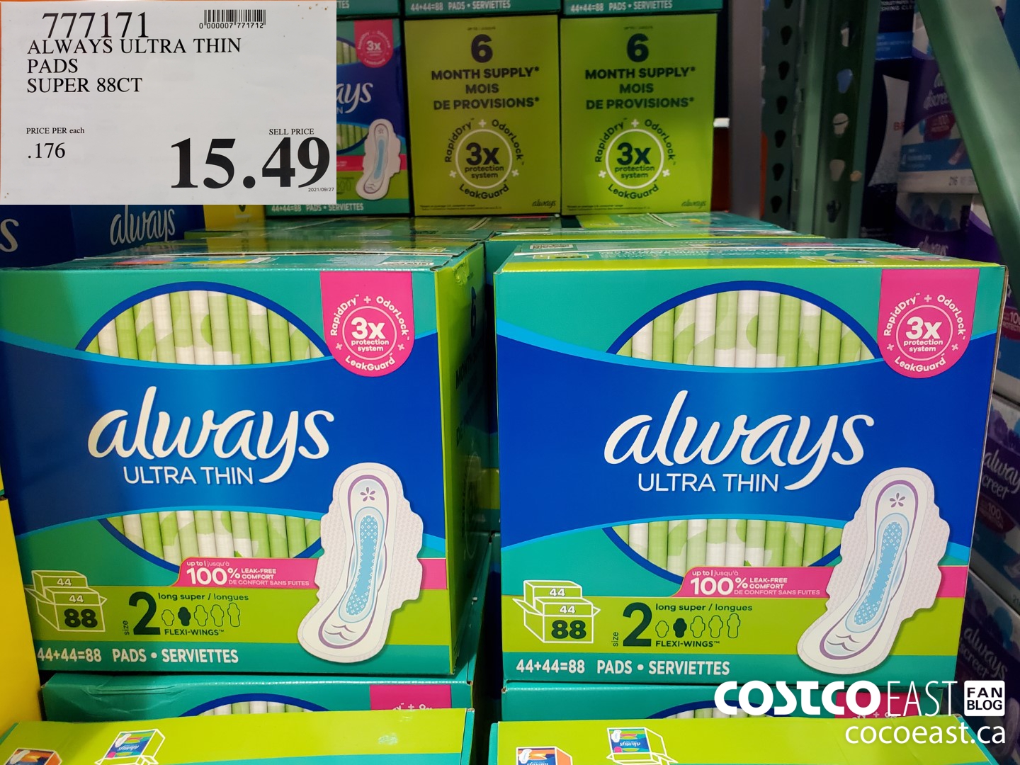 777171 ALWAYS ULTRA THIN PADS SUPER 88CT $15.49