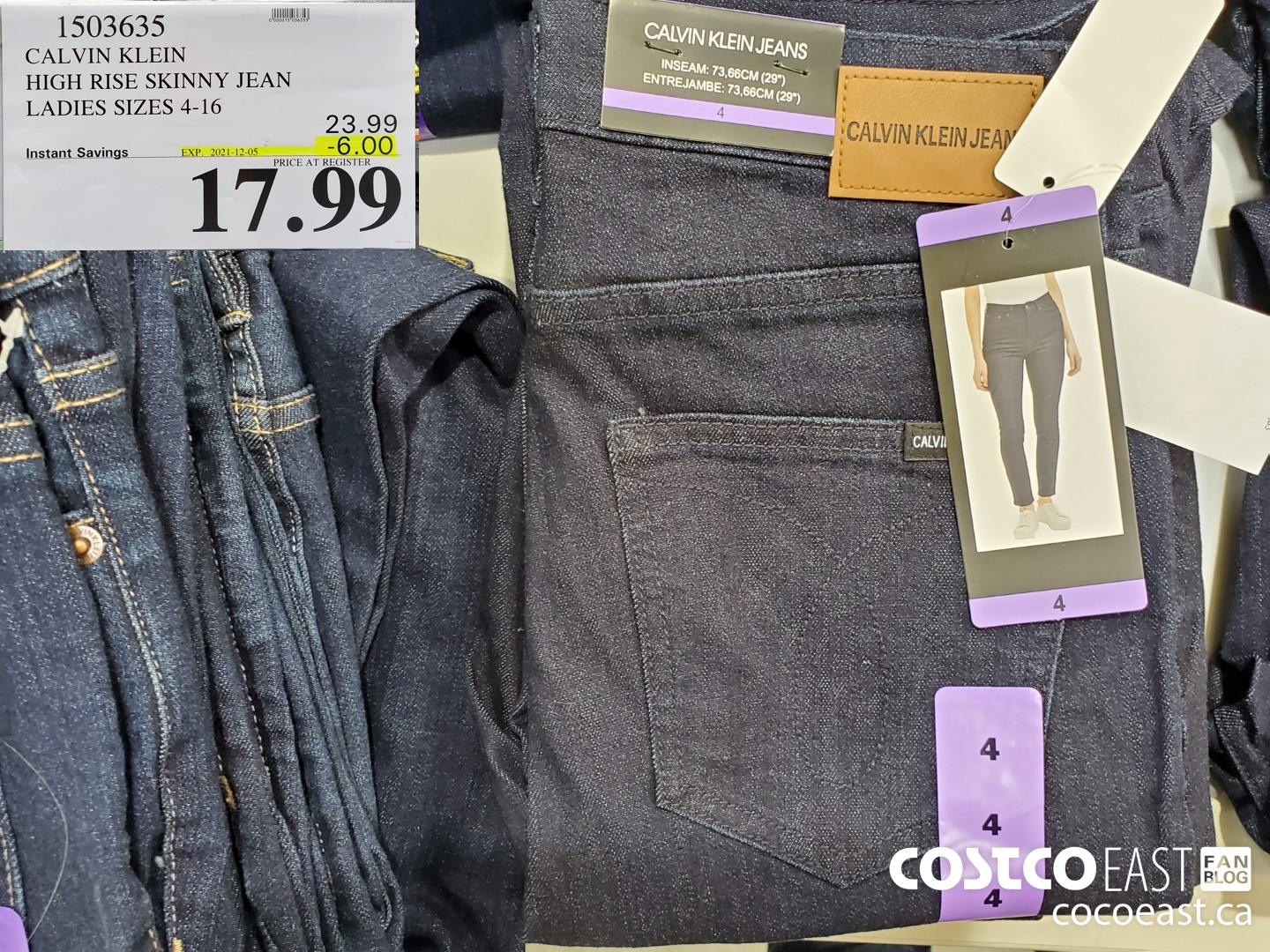 1503635 CALVIN KLEIN ; HIGH RISE SKINNY JEAN LADIES SIZES 4-16 ($6.00 INSTANT SAVINGS EXPIRES ON 2021-12-05) $17.99