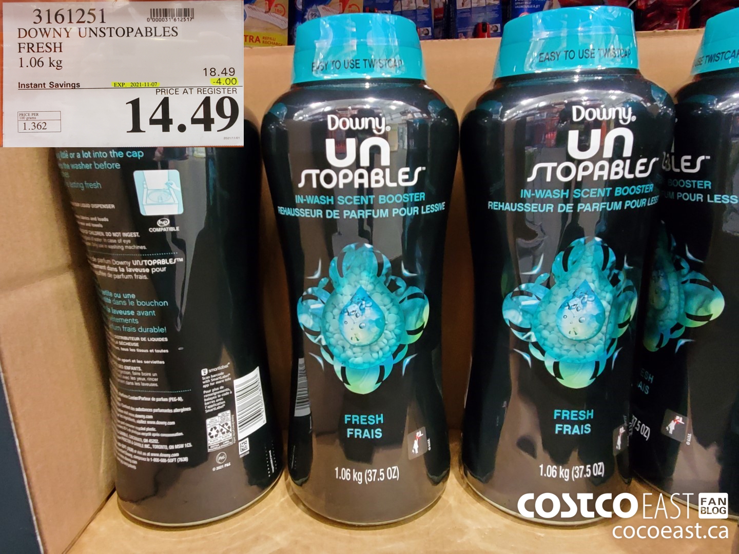 3161251 DOWNY UNSTOPABLES FRESH 1.06 kg ($4.00 INSTANT SAVINGS EXPIRES ON 2021-11-07) $14.49