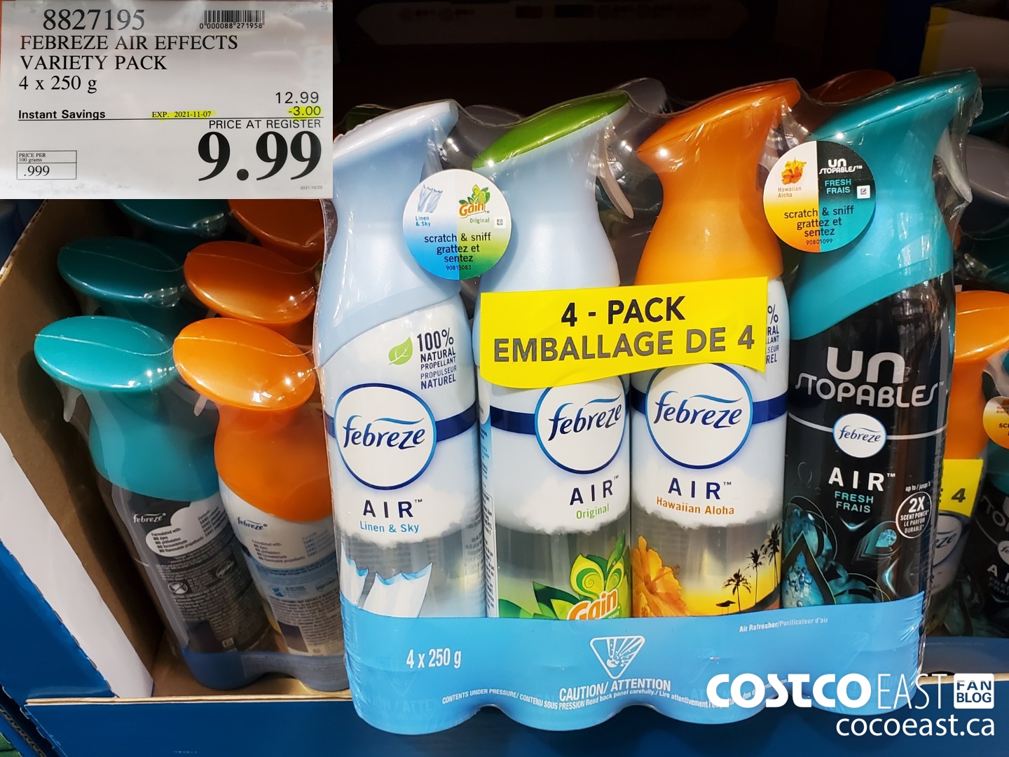8827195 FEBREZE AIR EFFECTS VARIETY PACK 4 x 250 g ($3.00 INSTANT SAVINGS EXPIRES ON 2021-11-07) $9.99