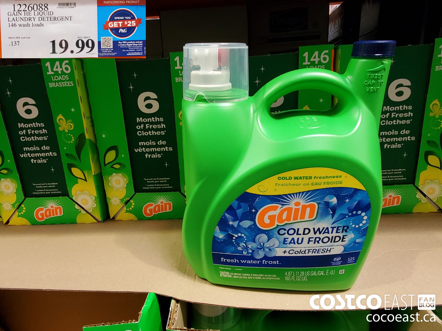 1226088 GAIN HE LIQUID LAUNDRY DETERGENT 146 wash loads $19.99