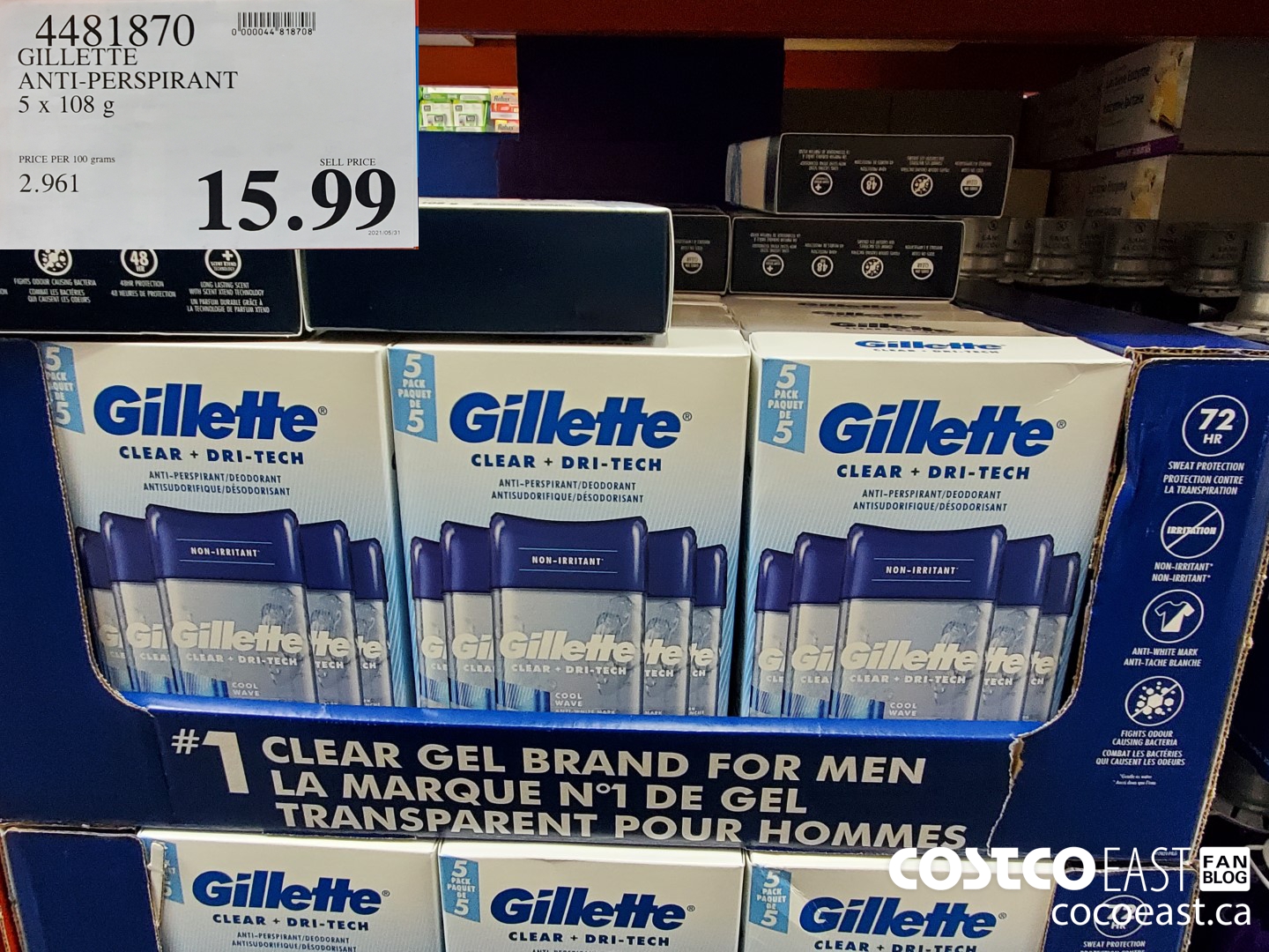 4481870 GILLETTE ANTI-PERSPIRANT 5 x 108g $15.99