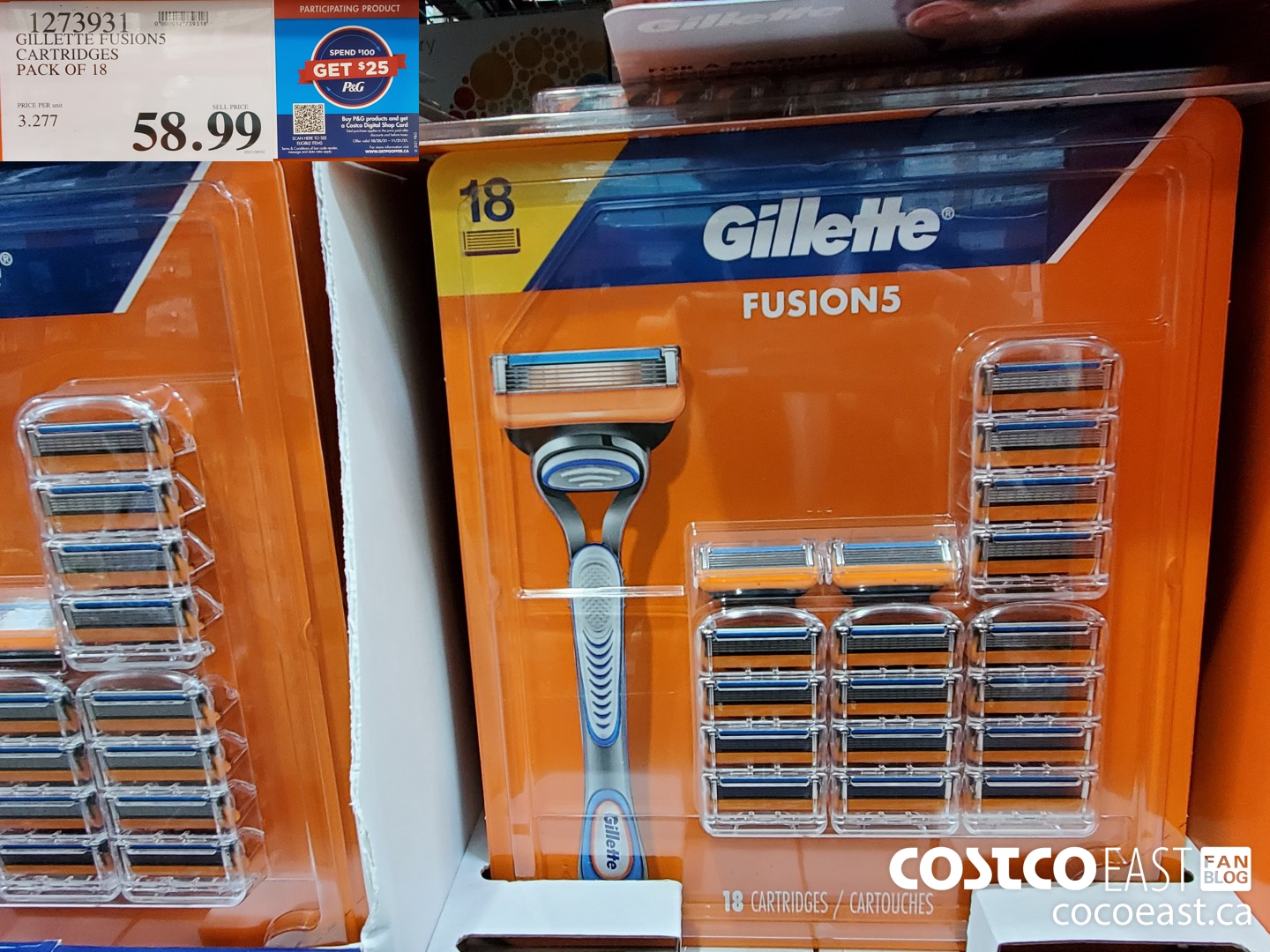 1273931 GILLETTE FUSION5 CARTRIDGES PACK OF 18 $58.99