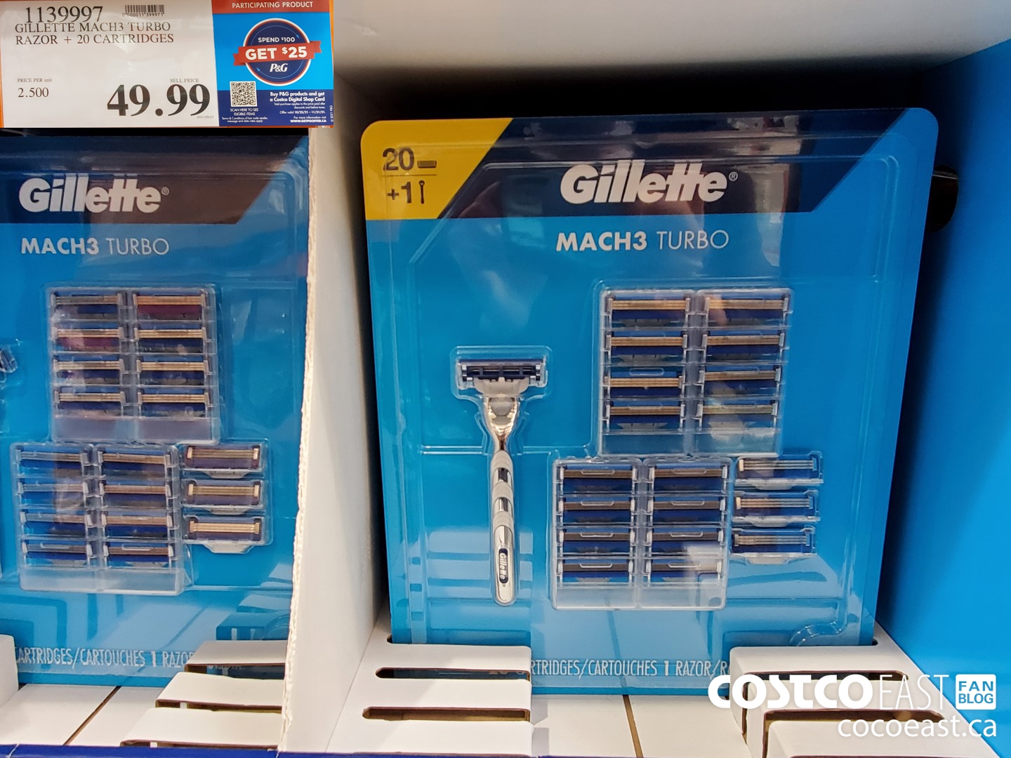 1139997 GILLETTE MACH3 TURBO RAZOR + 20 CARTRIDGES $49.99