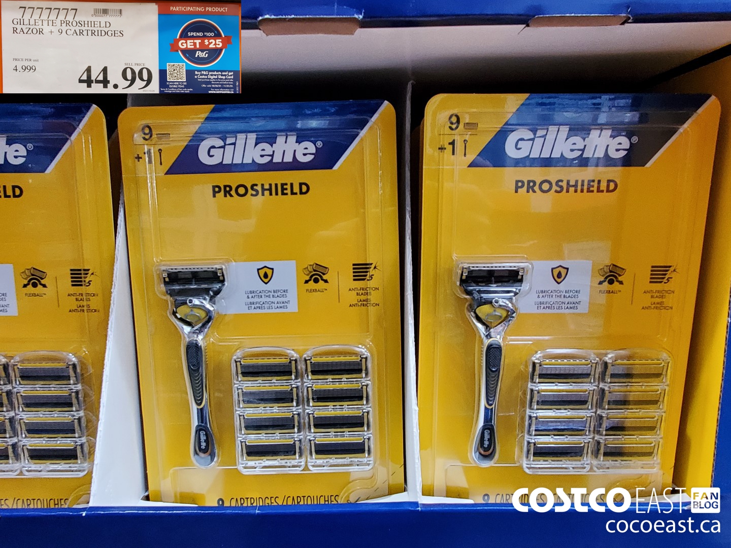 7777777 GILLETTE PROSHIELD RAZOR + 9 CARTRIDGES $44.99