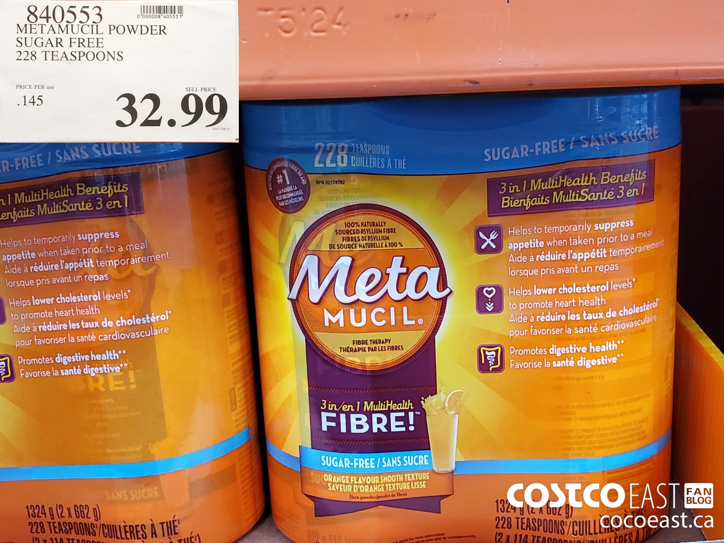 840553 METAMUCIL POWDER SUGAR FREE 228 TEASPOONS $32.99