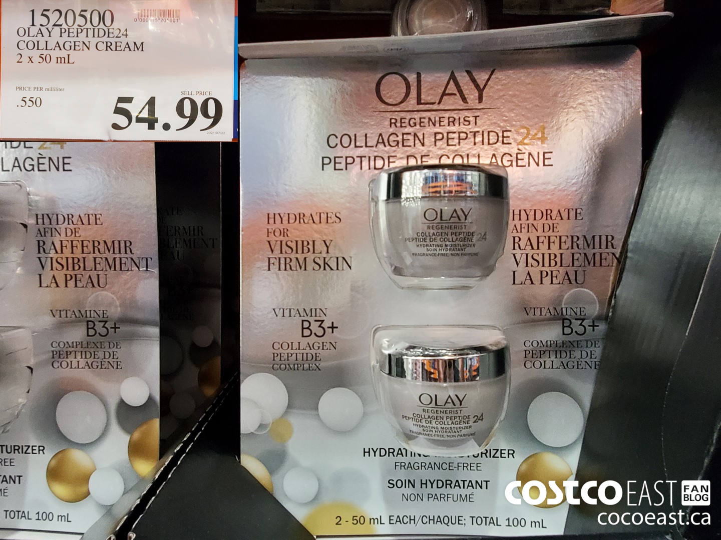 1520500 OLAY PEPTIDE24 COLLAGEN CREAM 2 X 50 ML $54.99