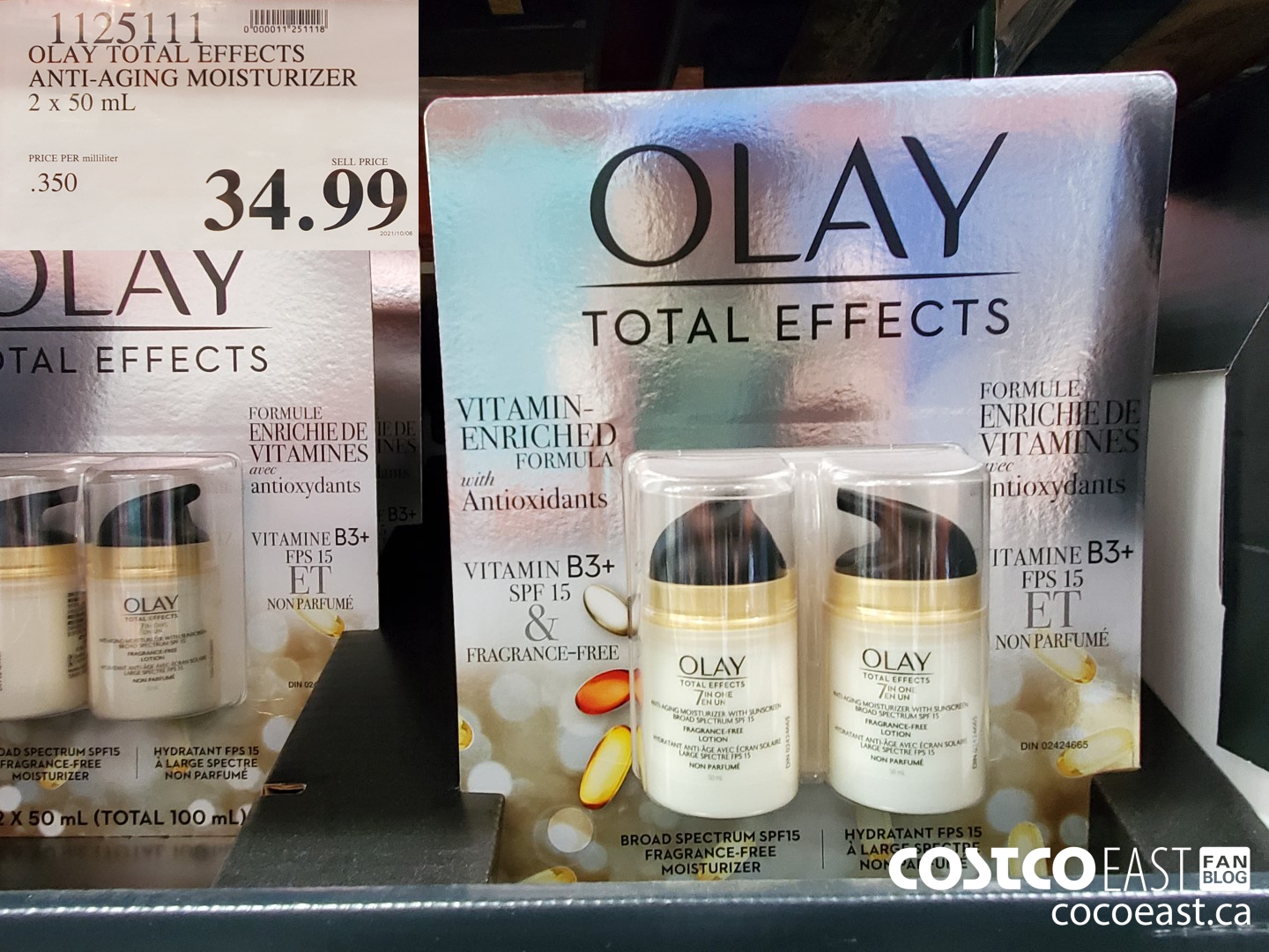 1125111 OLAY TOTAL EFFECTS ANTI-AGING MOISTURIZER 2 X 50 ML $34.99