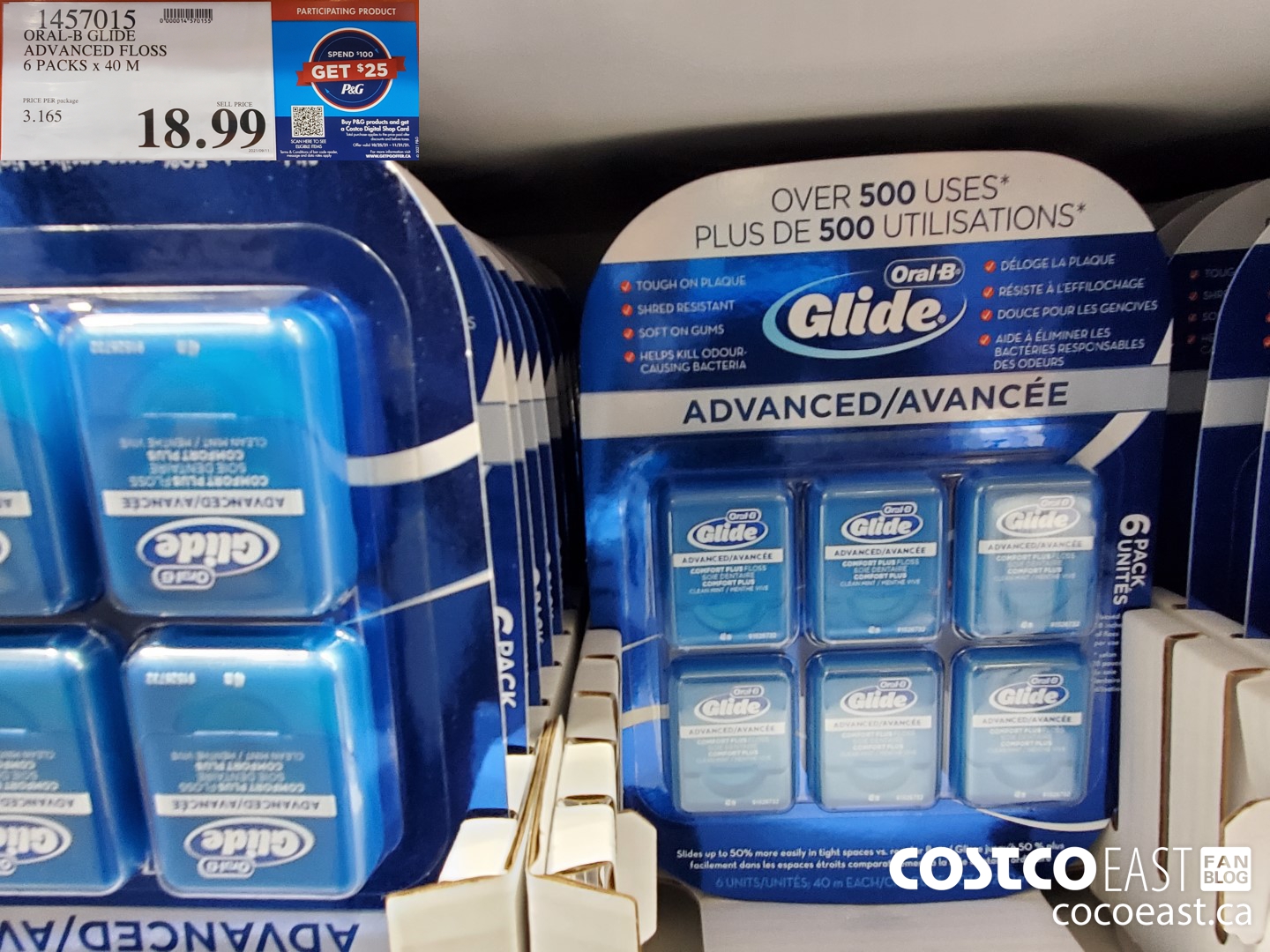 1457015 ORAL-B GLIDE ADVANCED FLOSS 6 PACKS X 40 M $18.99