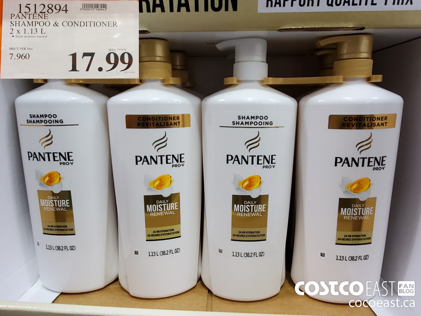 1512894 PANTENE SHAMPOO & CONDITIONER 2 x 1.13 L $17.99