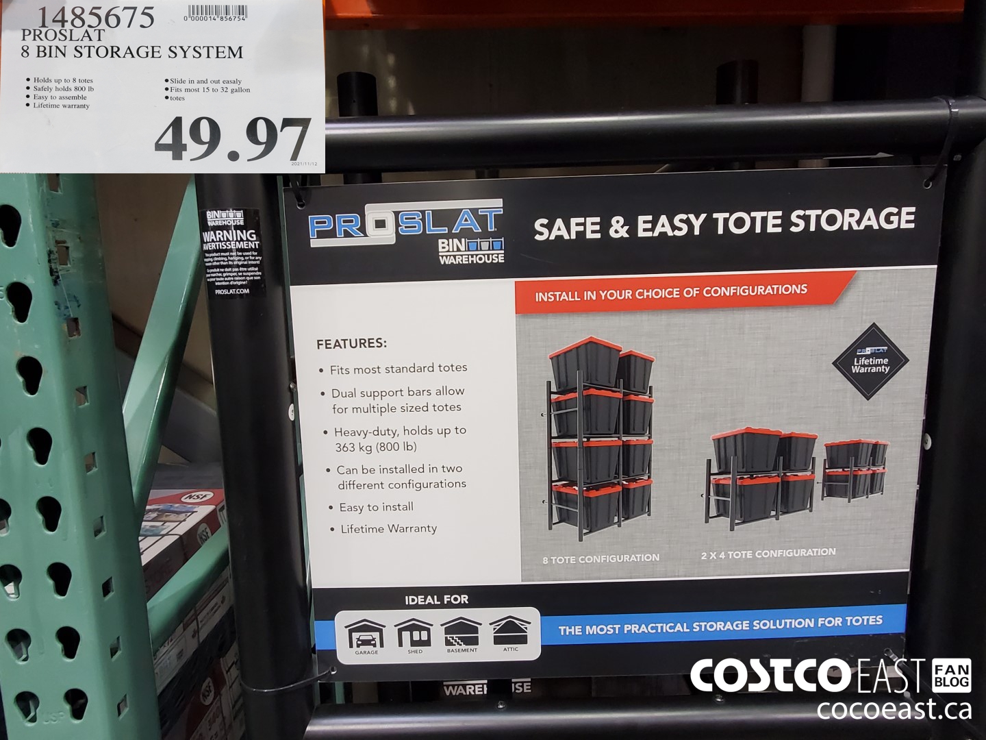 1485675 PROSLAT 8 BIN STORAGE SYSTEM $49.97