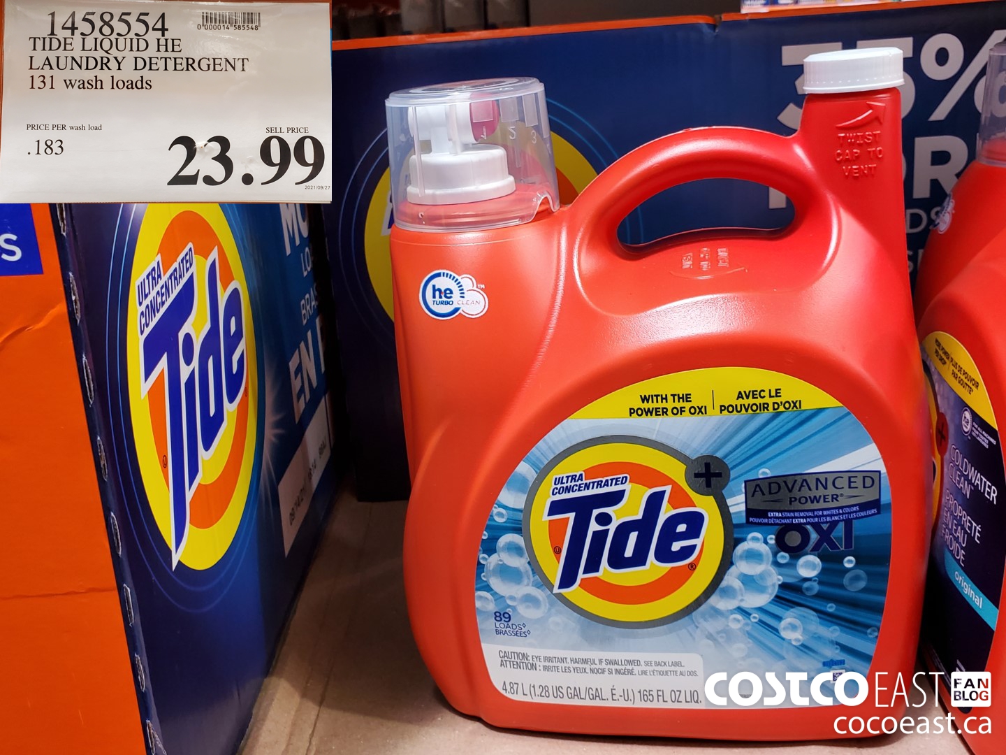 1458554 TIDE LIQUID HE LAUNDRY DETERGENT 131 wash loads $23.99