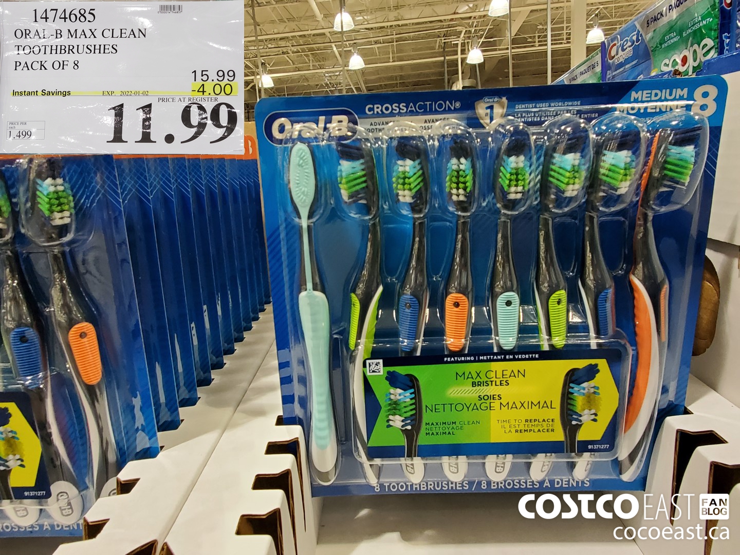 1474685 ORAL-B MAX CLEAN TOOTHBRUSHES PACK OF 8 ($4.00 INSTANT SAVINGS EXPIRES ON 2022-01-02) $11.99