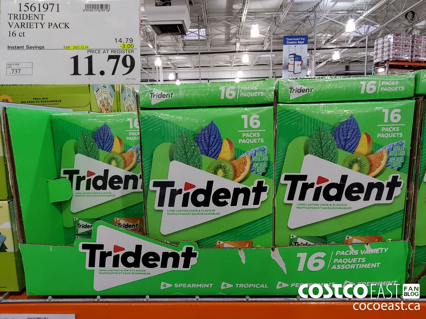 1561971 TRIDENT VARIETY PACK PACK OF 16  ($3.00 INSTANT SAVINGS EXPIRES ON 2021-12-19) $11.79