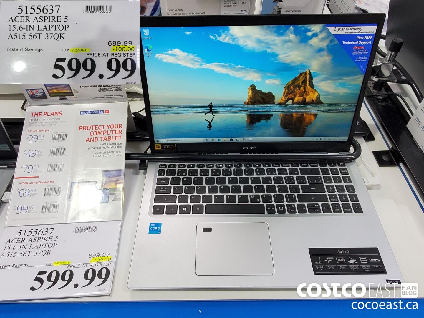 5155637 ACER ASPIRE 5 15.6-IN LAPTOP A515-56T-37QK ($100.00 INSTANT SAVINGS EXPIRES ON 2022-01-31) $599.99