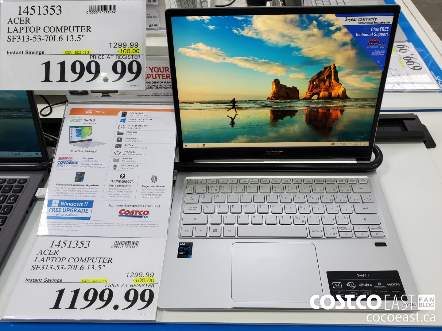 1451353 ACER LAPTOP COMPUTER SF313-53-70L6 13.5