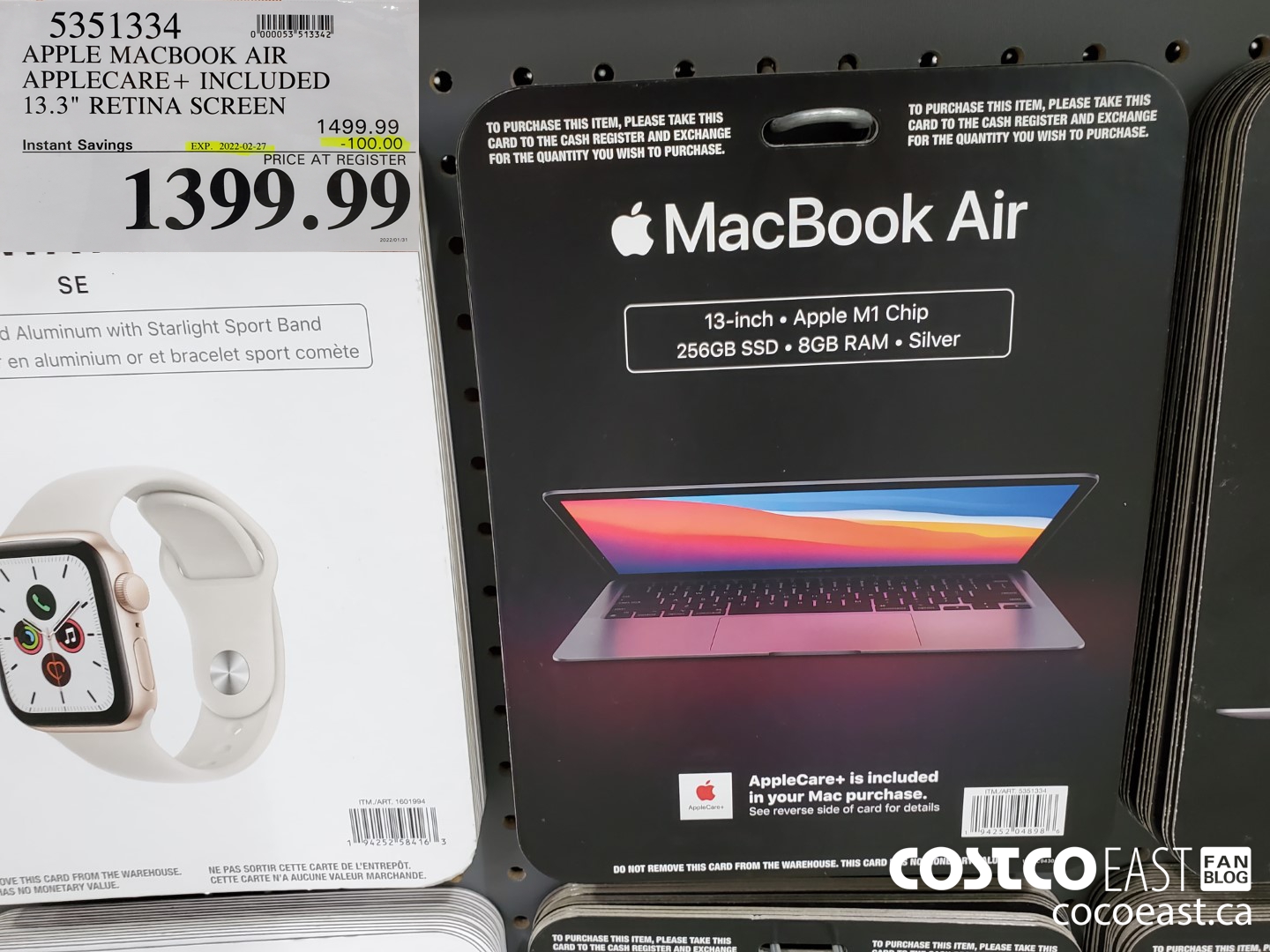 5351334 APPLE MACBOOK AIR APPLECARE+ INCLUDED 13.3 RETINA SCREEN ($100.00 INSTANT SAVINGS EXPIRES ON 2022-02-27) $1399.99