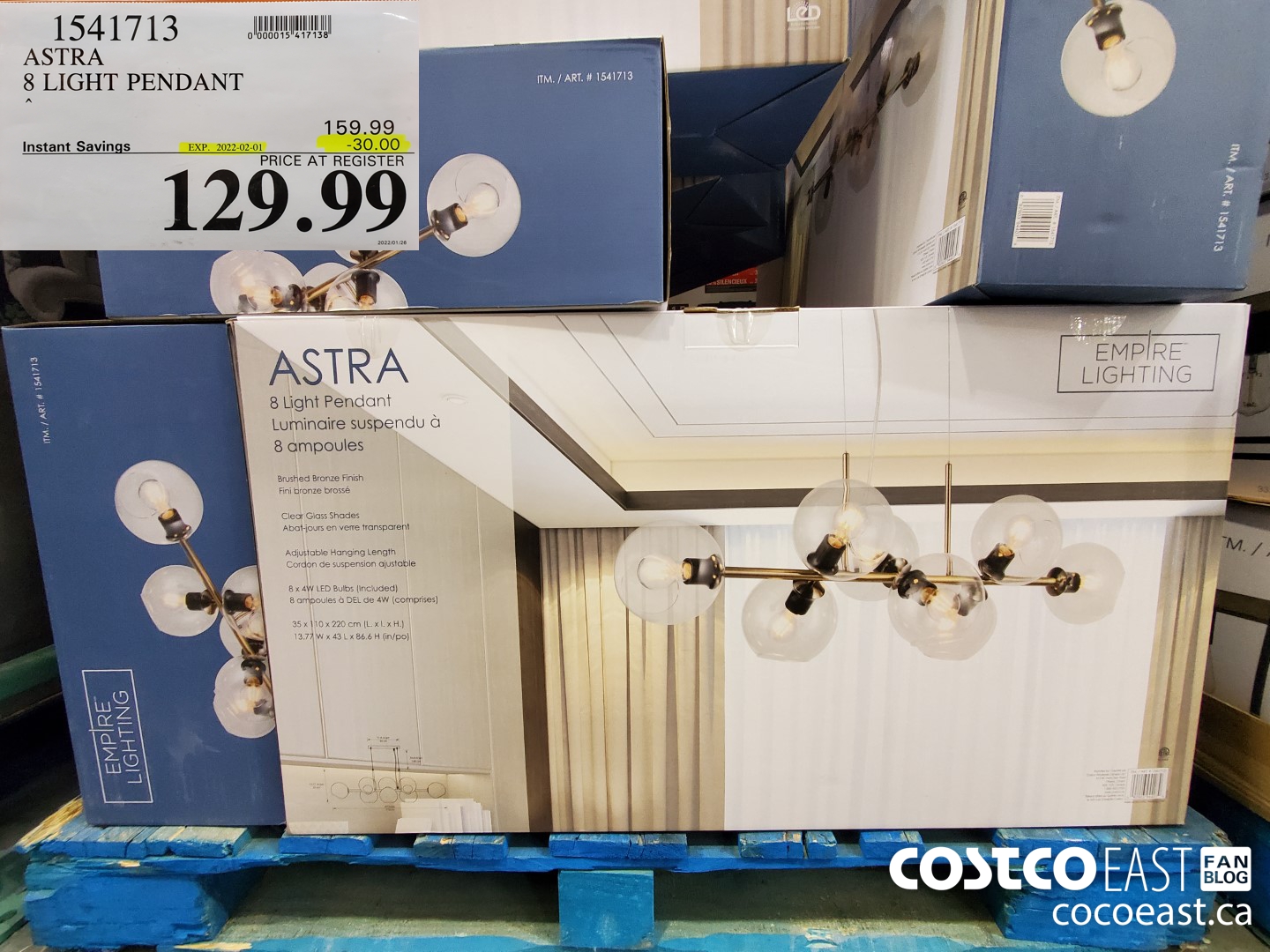 1541713 ASTRA 8 LIGHT PENDANT  ($30.00 INSTANT SAVINGS EXPIRES ON 2022-02-01) $129.99