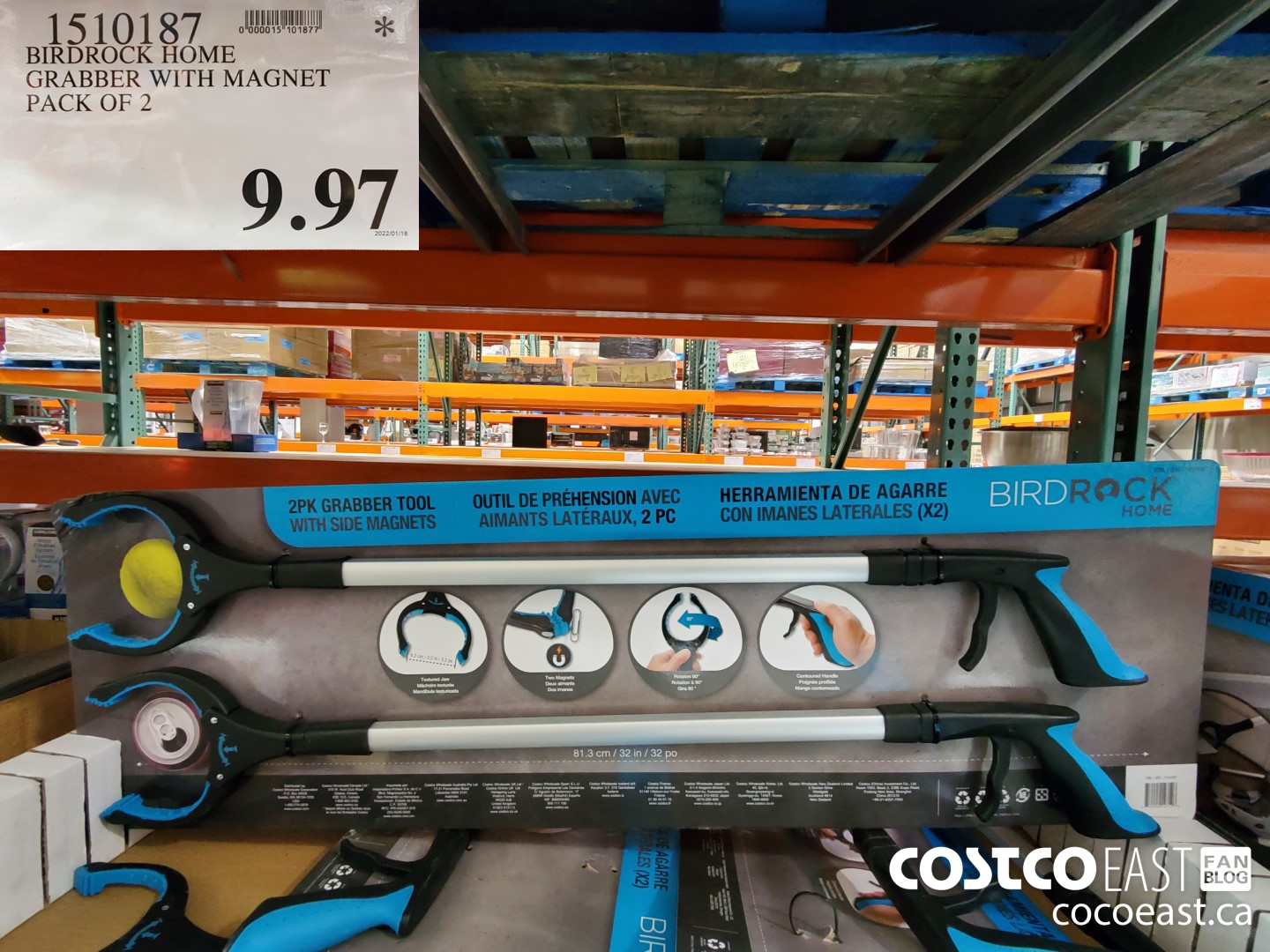 1510187 BIRDROCK HOME GRABBER WITH MAGNET PACK OF 2 $9.97