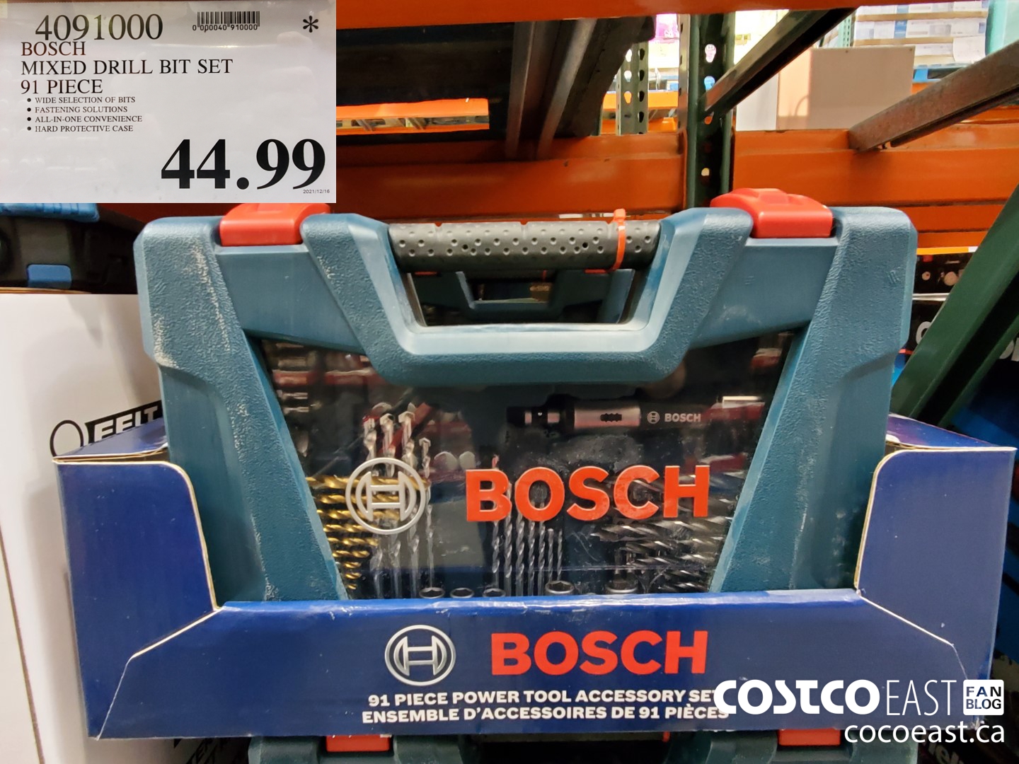 4091000 BOSCH MIXED DRILL BIT SET 91 PIECE $44.99
