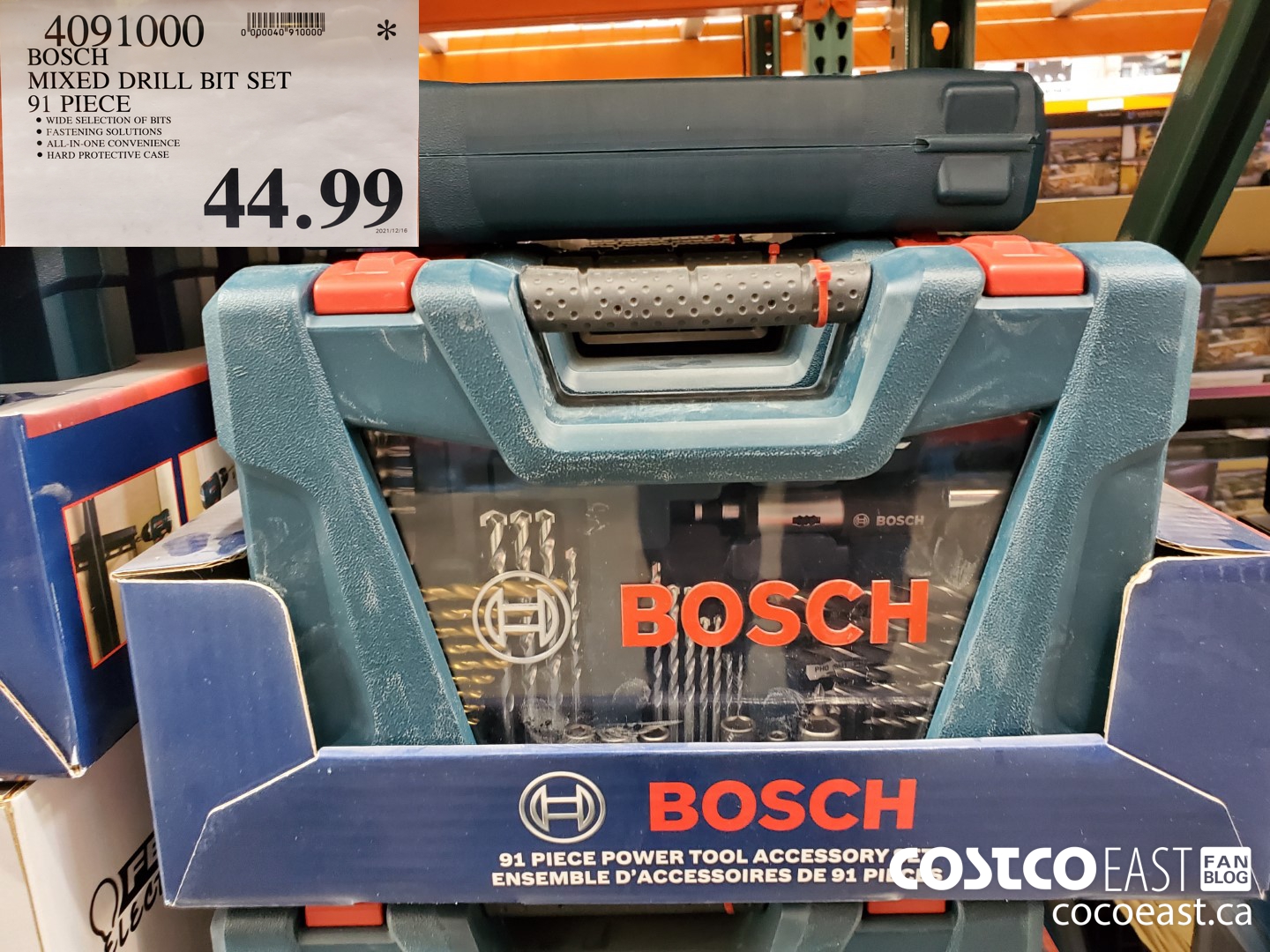 4091000 BOSCH MIXED DRILL BIT SET 91 PIECE $44.99