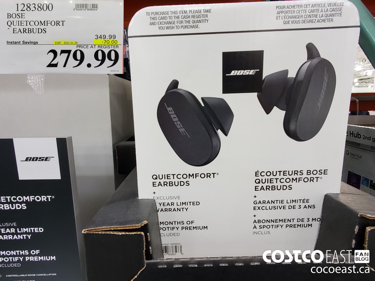 1283800 BOSE QUIETCOMFORT EARBUDS ($70.00 INSTANT SAVINGS EXPIRES ON 2022-01-29) $279.99