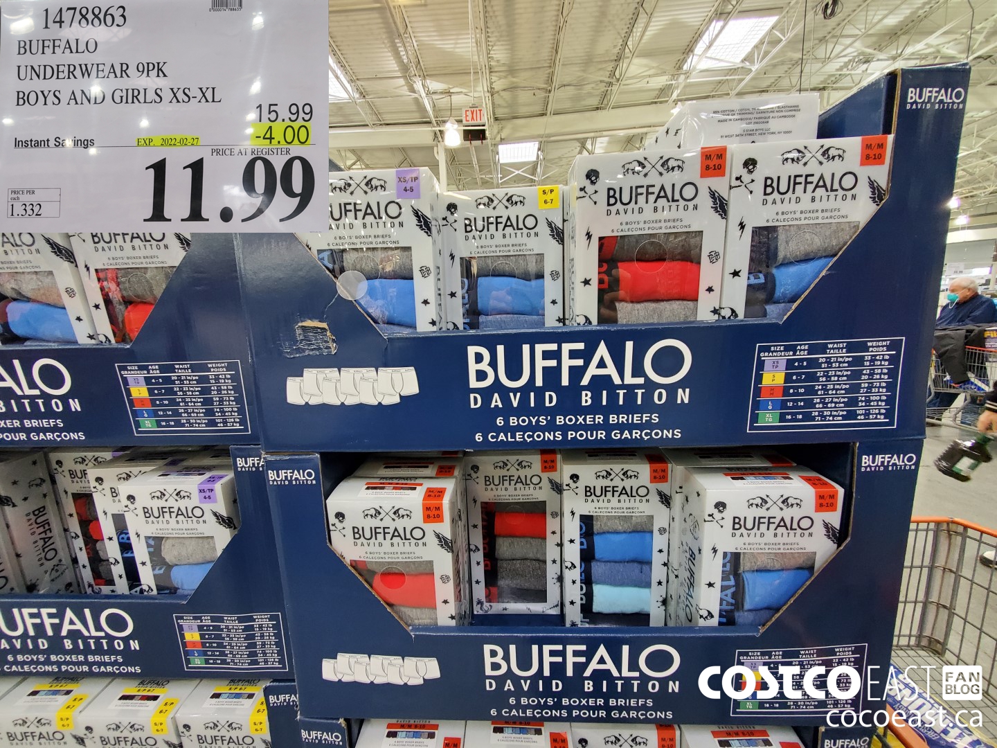 1478863 BUFFALO UNDERWEAR 9PK BOYS AND GIRLS XS-XL ($4.00 INSTANT SAVINGS EXPIRES ON 2022-02-27) $11.99