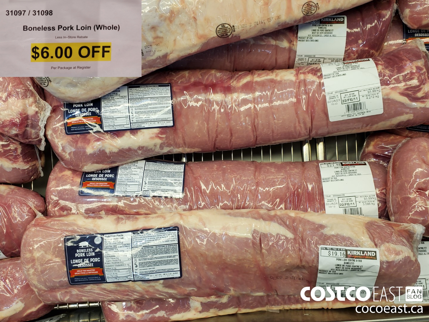 31097 Boneless Pork Loin (Whole)  ($6.00 INSTANT SAVINGS)