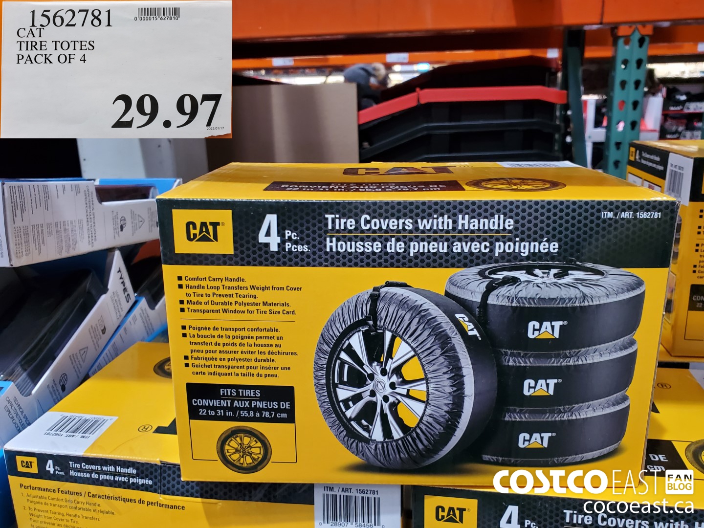 1562781 CAT TIRE TOTES PACK OF 4 $29.97