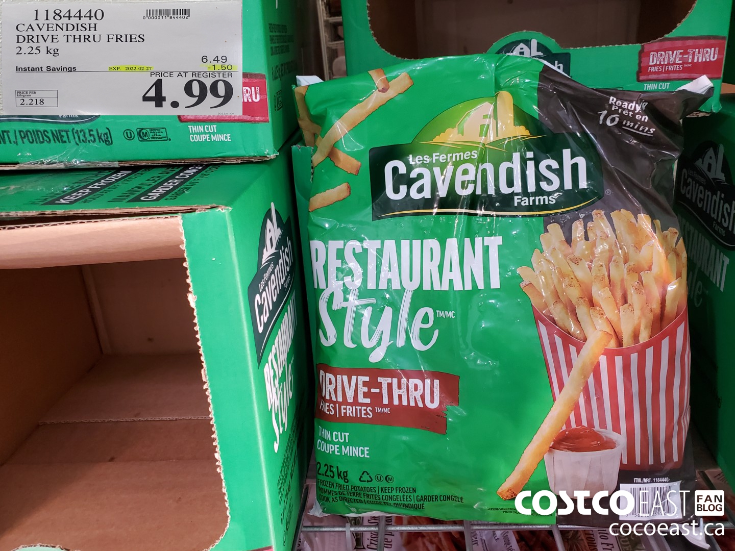 1184440 CAVENDISH DRIVE THRU FRIES 2.25 kg ($1.50 INSTANT SAVINGS EXPIRES ON 2020-02-27) $4.99