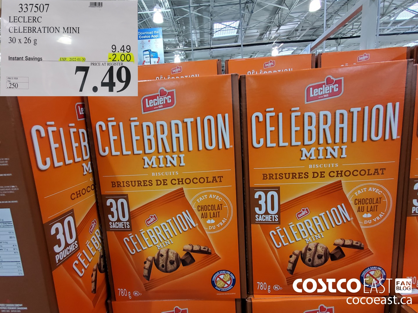 337507 CELEBRATION MINI CHOCOLATE CHIP 780 G ($2.00 INSTANT SAVINGS EXPIRES ON 2022-01-30) $7.49