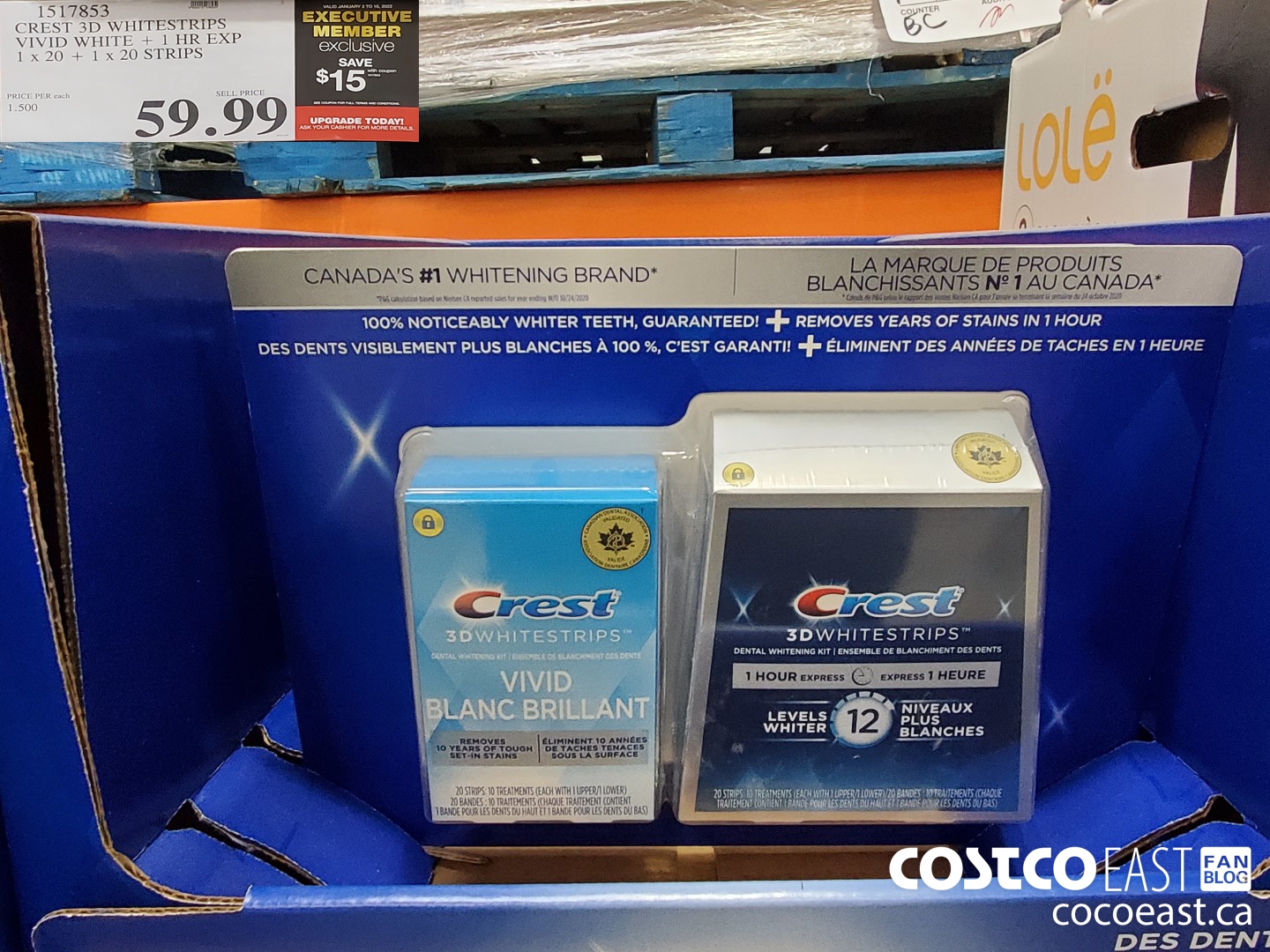 1517853 CREST 3D WHITESTRIPS VIVID WHITE + 1 HR EXP 1 x 20 + 1 x 20 STRIPS ($15.00 INSTANT SAVINGS EXPIRES ON 2022-01-16) $44.99