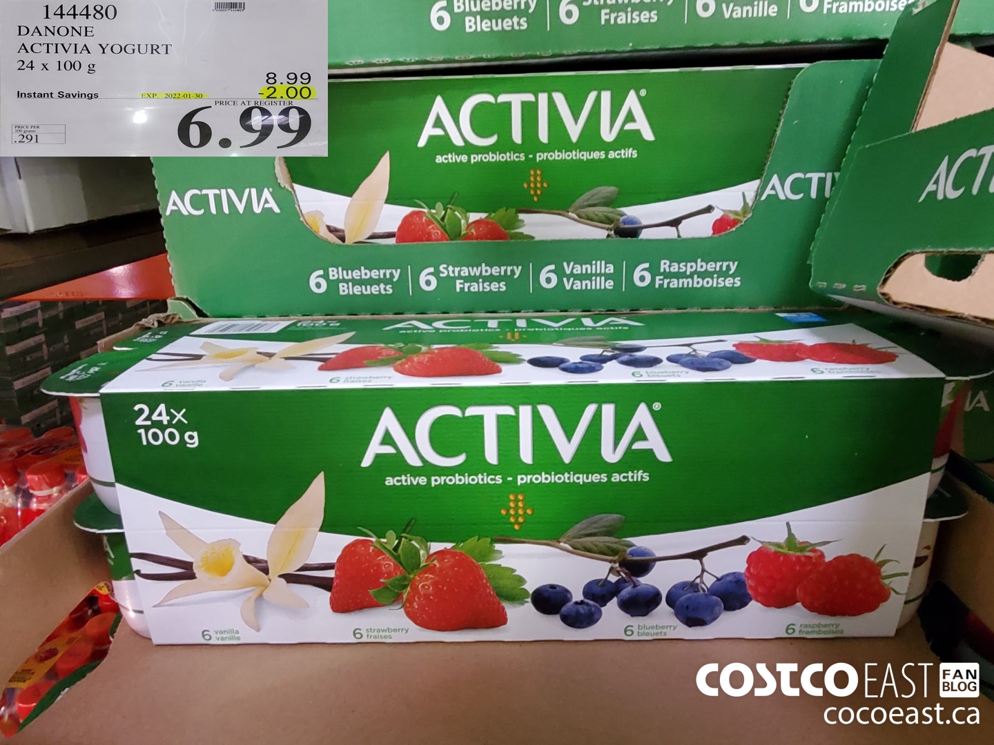 144480 DANONE YOGOURT ACTIVIA 24 X 100 G ($2.00 INSTANT SAVINGS EXPIRES ON 2022-01-30) $6.99