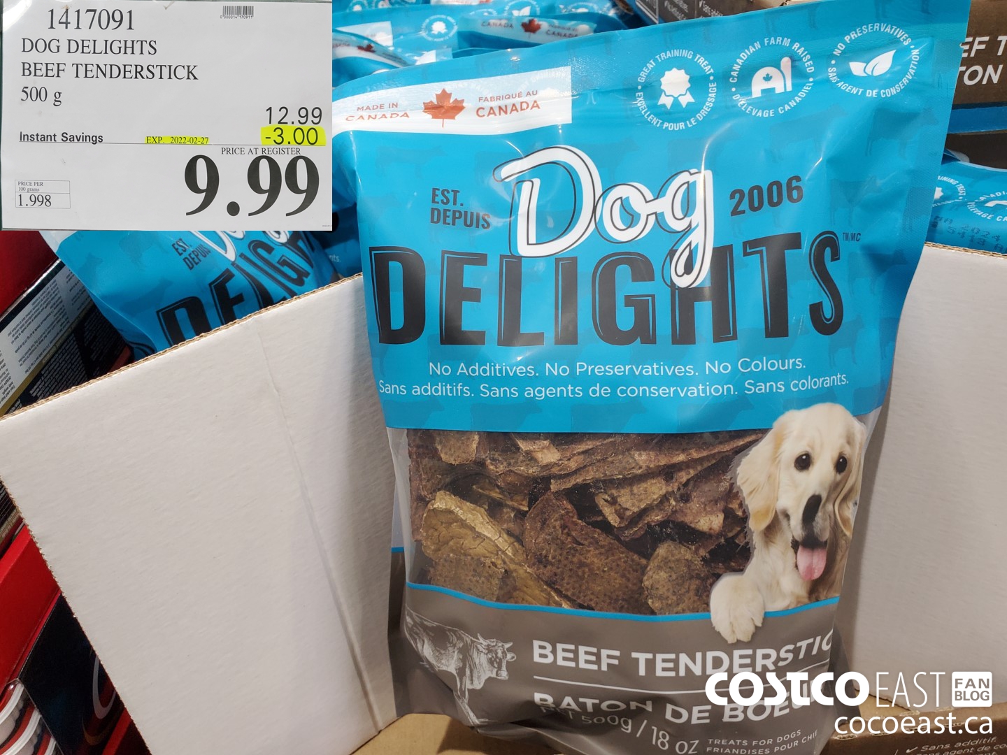 1417091 DOG DELIGHTS BEEF TENDERSTICK 500 g ($3.00 INSTANT SAVINGS EXPIRES ON 2022-02-27) $9.99