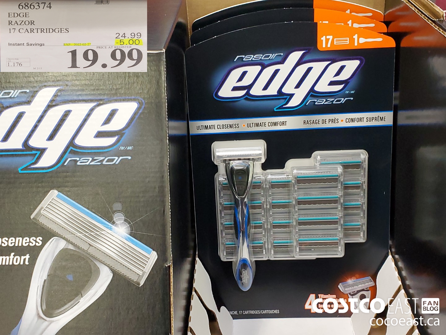686374 EDGE RAZOR + 17 CARTRIDGES ($5.00 INSTANT SAVINGS EXPIRES ON 2022-02-27) $19.99