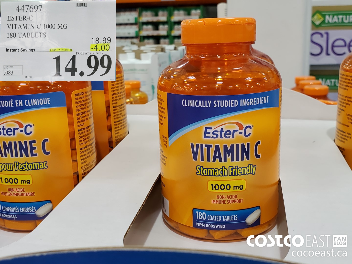 447697 ESTER-C VITAMIN C 1000 MG 180 TABLETS ($4.00 INSTANT SAVINGS EXPIRES ON 2022-01-30) $14.99