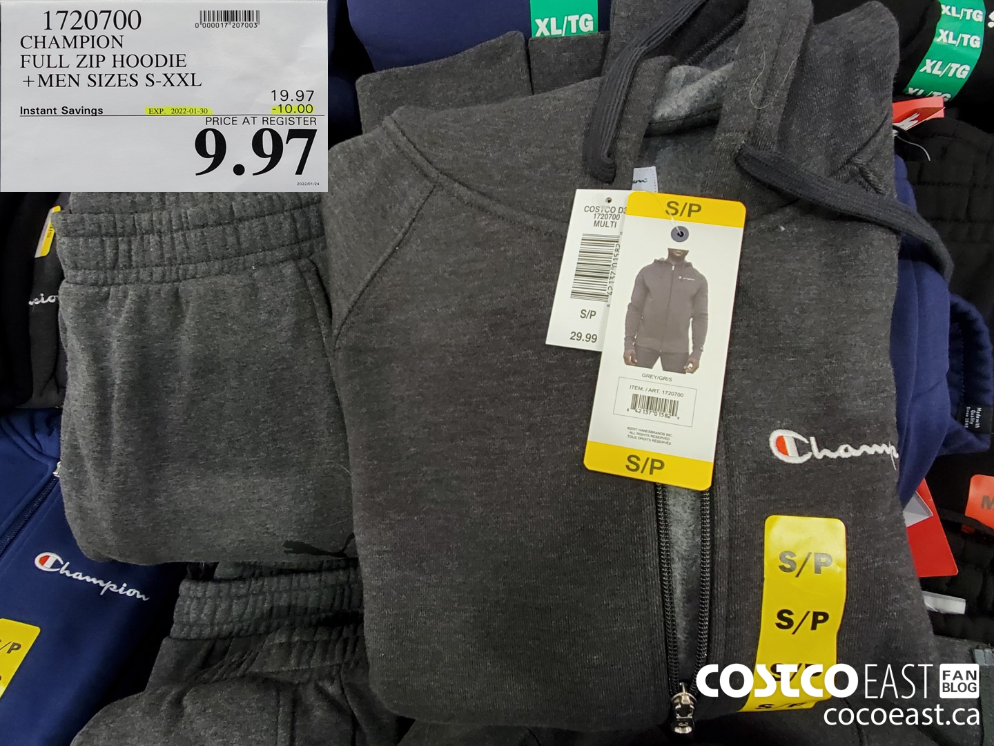 1720700 FULL ZIP HOODIE +MEN SIZES S-XXL ($10.00 INSTANT SAVINGS EXPIRES ON 2022-01-30) $9.97