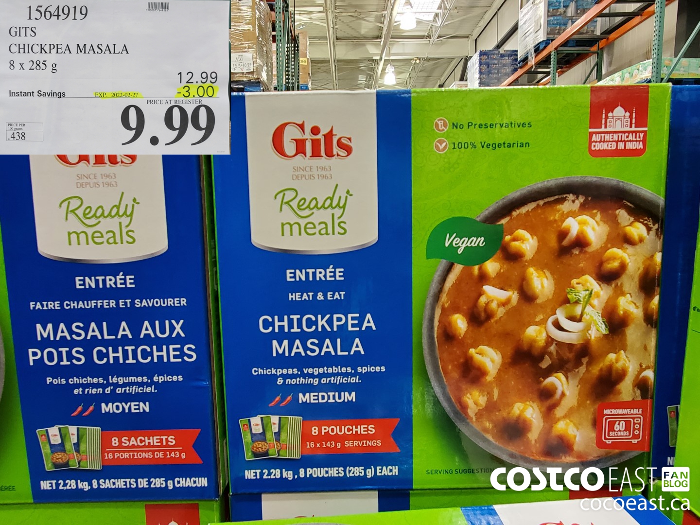 1564919 GITS CHICKPEA MASALA 8 X 285 G ($3.00 INSTANT SAVINGS EXPIRES ON 2022-02-27) $9.99