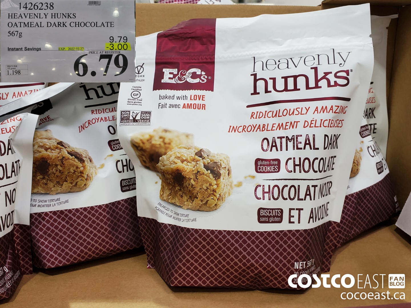 1426238 HEAVENLY HUNKS OATMEAL DARK CHOCOLATE 567G ($3.00 INSTANT SAVINGS EXPIRES ON 2022-02-27) $6.79