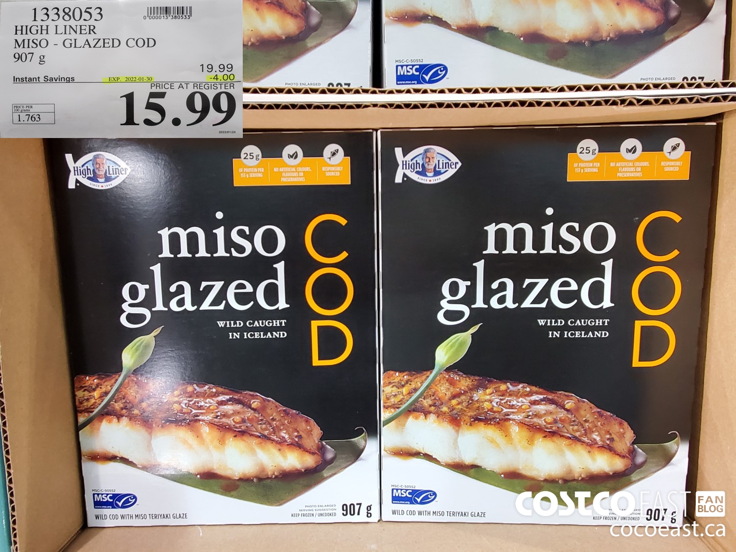 1338053 HIGH LINER MISO GLAZED COD 907 g ($4.00 INSTANT SAVINGS EXPIRES ON 2022-01-30) $15.99