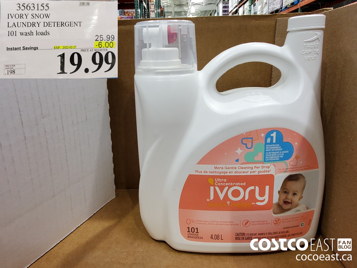 3563155 IVORY SNOW LAUNDRY DETERGENT 101 WASH LOADS ($6.00 INSTANT SAVINGS EXPIRES ON 2022-02-27) $19.99
