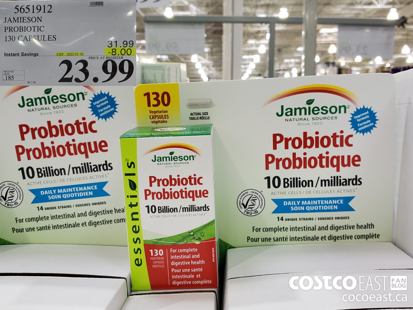 5651912 JAMIESON PROBIOTIC 130 CAPSULES ($8.00 INSTANT SAVINGS EXPIRES ON 2022-01-30) $23.99