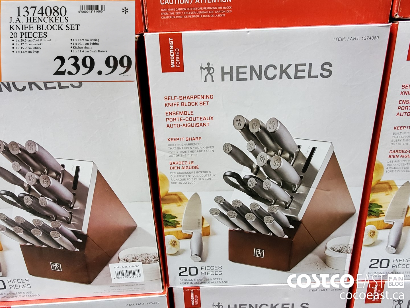1374080 J.A. HENCKELS KNIFE BLOCK SET 20 PIECES $239.99
