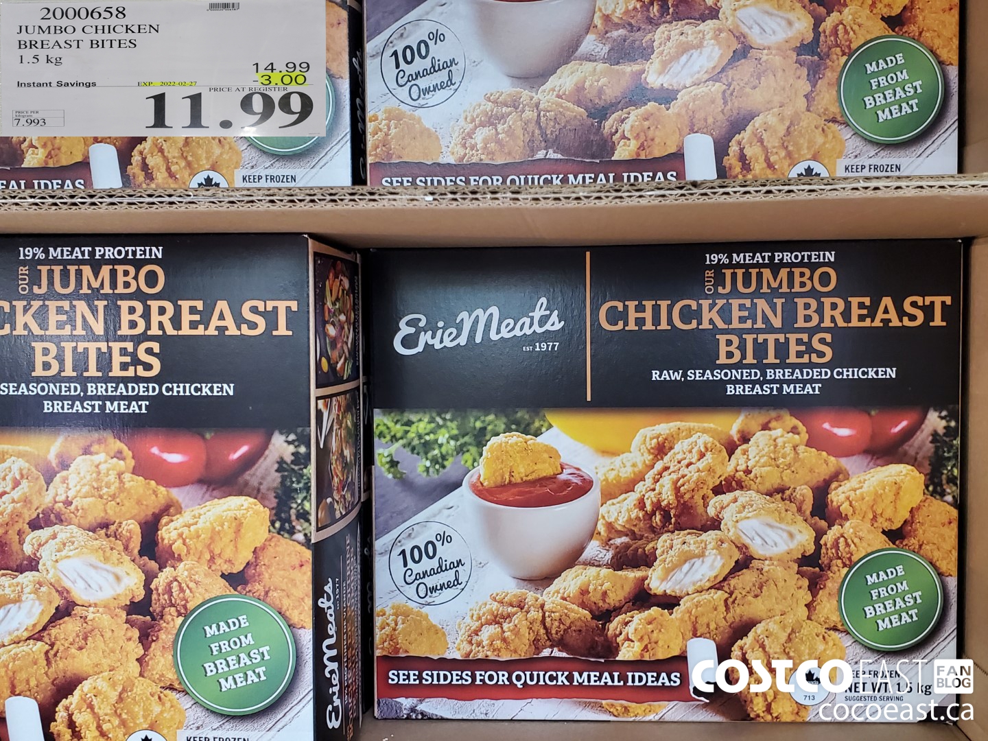 2000658 JUMBO CHICKEN BREAST BITES 1.5 KG ($3.00 INSTANT SAVINGS EXPIRES ON 2022-02-27) $11.99